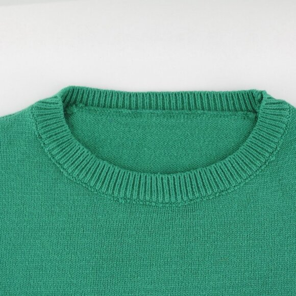 Green Sweater Purple Tuesday Size S Super Soft LS Knit Crew Kneck Classic XS - Picture 4 of 5